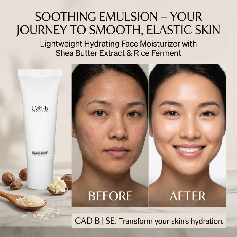 Soothing Emulsion - Lightweight Hydrating Face Moisturizer with Shea Butter Extract & Rice Ferment for Smooth, Elastic Skin | CAD B | SE